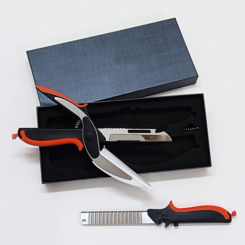 Kuchynské nožnice 2 v 1 na jedlo a zeleninu, odnímateľné, čepele z nehrdzavejúcej ocele, rukoväť PP+TPR