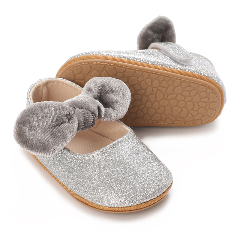 Topánky pre dievčatá princezná s PU vrchným, protišmyková podrážka, nízky vrchný diel, zapínanie na suchý zips, jednobarevný vzor, 12–36 mesiacov