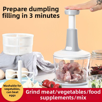 Ručný mlynček na mäso a viacúčelový krájač zeleniny do kuchyne, tlakový typ, potravinársky plast