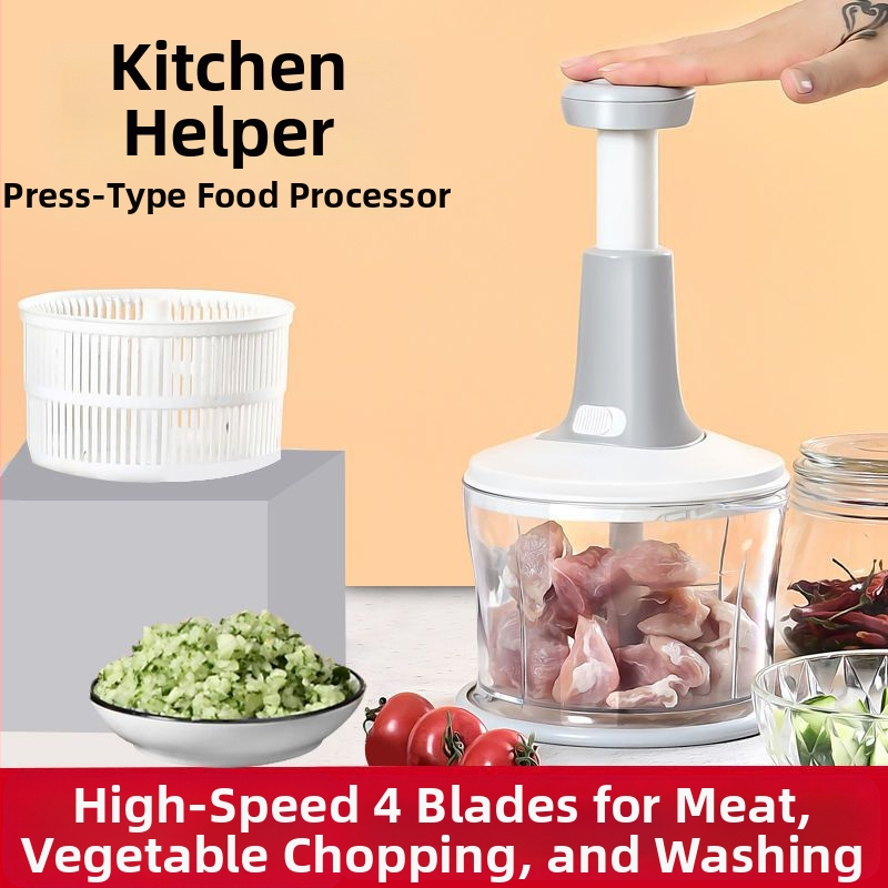 Ručný mlynček na mäso a viacúčelový krájač zeleniny do kuchyne, tlakový typ, potravinársky plast