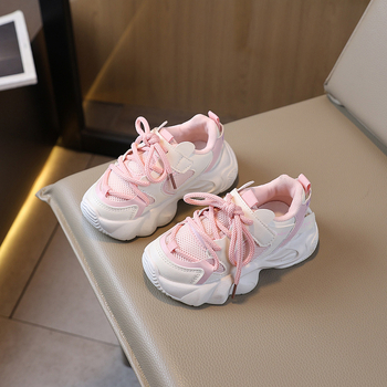 Detské sieťové tenisky – unisex, priedušné a ľahké, zapínanie na suchý zips, vzor Color Blocking, podrážka z kompozitného materiálu (Jar–Jeseň 2025)