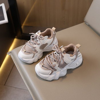 Detské sieťové tenisky – unisex, priedušné a ľahké, zapínanie na suchý zips, vzor Color Blocking, podrážka z kompozitného materiálu (Jar–Jeseň 2025)