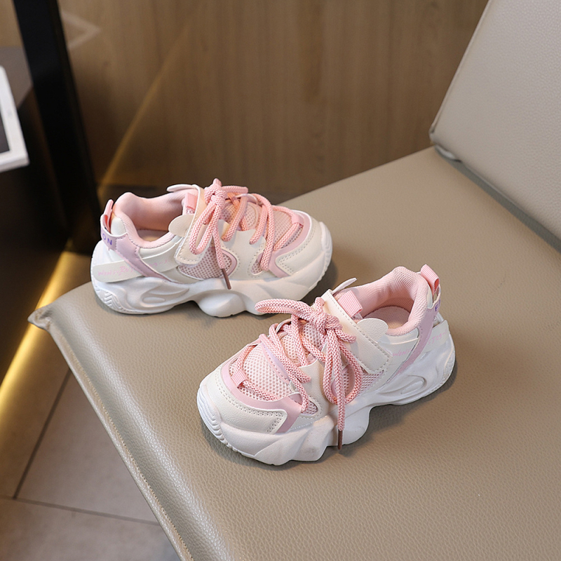 Detské sieťové tenisky – unisex, priedušné a ľahké, zapínanie na suchý zips, vzor Color Blocking, podrážka z kompozitného materiálu (Jar–Jeseň 2025)