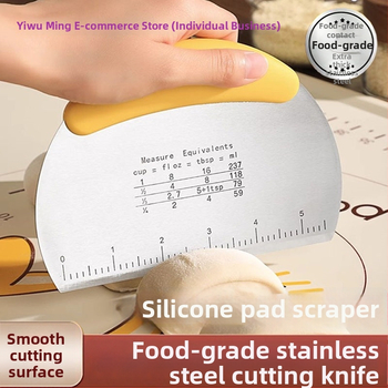 Nerezový krájač cesta z nehrdzavejúcej ocele - potravinárska kvalita, silikónová podložka so škrabkou, na parené buchty, kuchynský nástroj