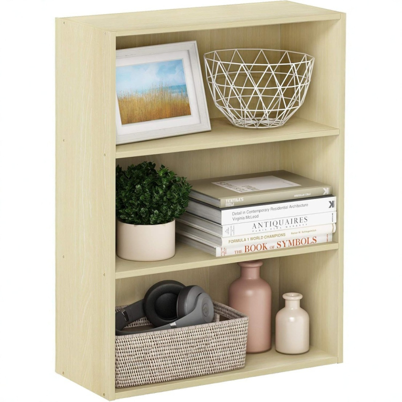 Trojúrovňový drevený úložný kabinet a knižnica, moderný minimalistický dizajn, prispôsobiteľné podľa nákresov