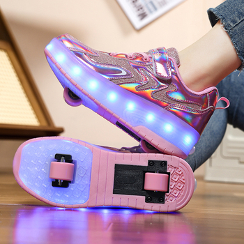 Mia mia Unisex Heelys štýlu tenisky s dvojitými kolieskami z PU