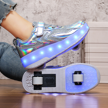 Mia mia Unisex Heelys štýlu tenisky s dvojitými kolieskami z PU