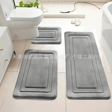 Σετ χαλιών μπάνιου από Coral Velvet, ύφανση με μηχανή, σχήμα λωρίδας, πλένεται, 3 τεμάχια