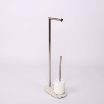 Leštený stojan na toaletný papier z nerezovej ocele so vstavanou toaletnou kefou a úložným priestorom