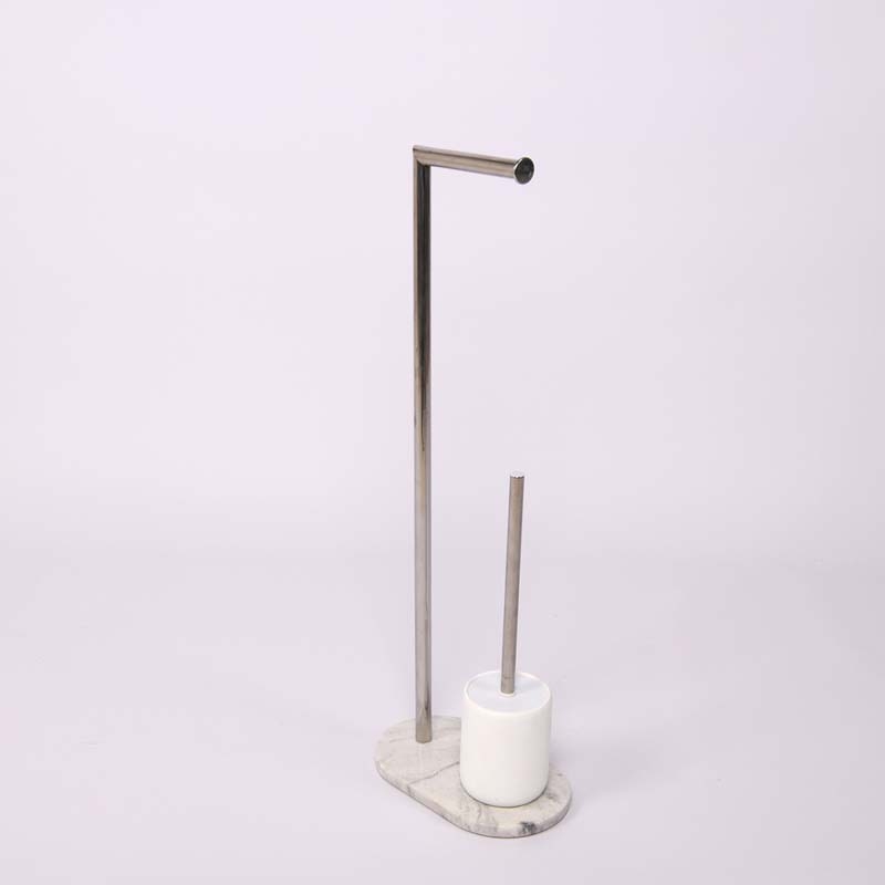 Leštený stojan na toaletný papier z nerezovej ocele so vstavanou toaletnou kefou a úložným priestorom