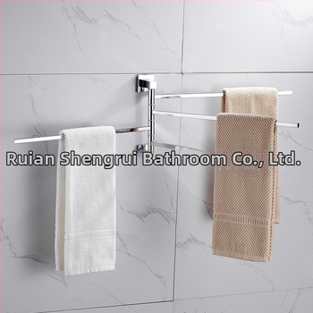 Držiak na uteráky z nehrdzavejúcej ocele a zliatiny zinku, chrómovaný povrch, nosnosť 10 kg, dvojvrstvový, 180° otáčavý