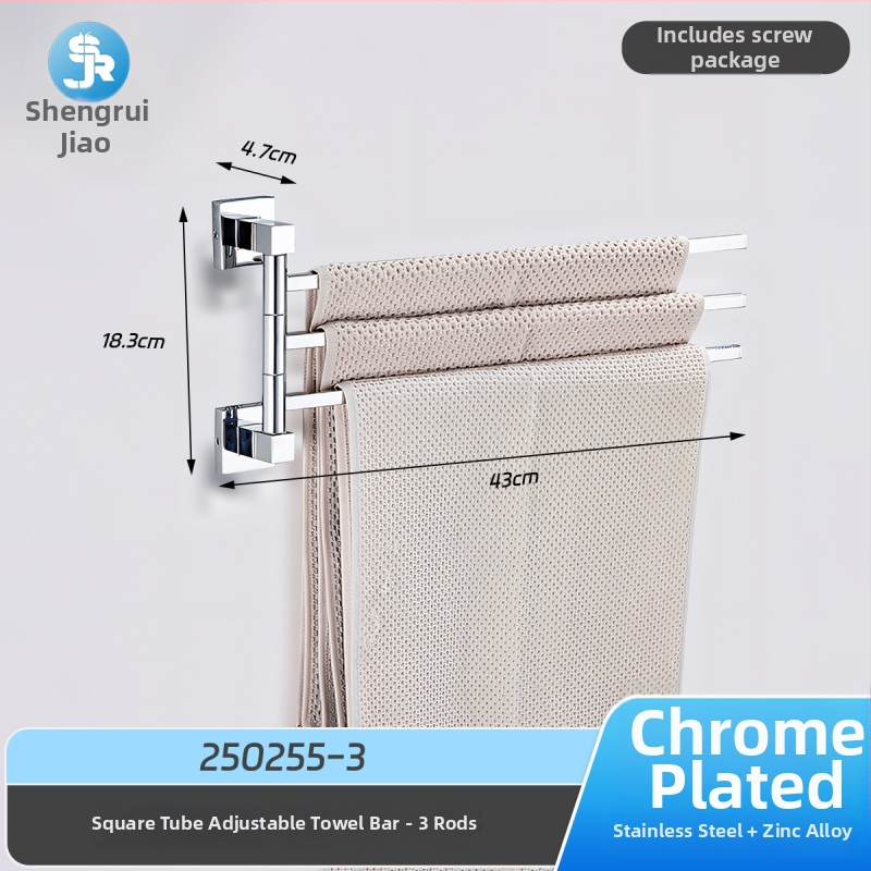 Držiak na uteráky z nehrdzavejúcej ocele a zliatiny zinku, chrómovaný povrch, nosnosť 10 kg, dvojvrstvový, 180° otáčavý