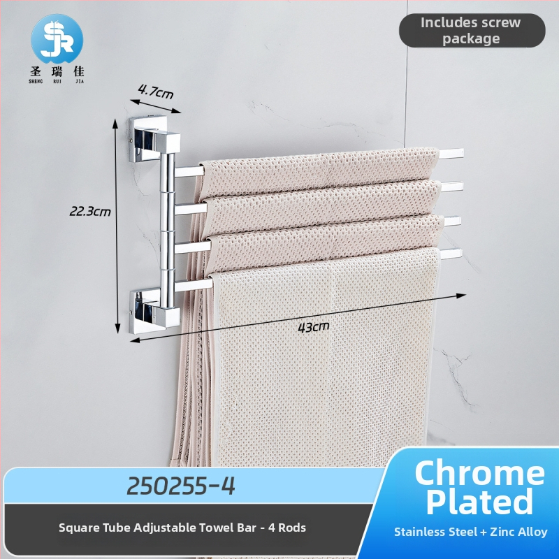 Držiak na uteráky z nehrdzavejúcej ocele a zliatiny zinku, chrómovaný povrch, nosnosť 10 kg, dvojvrstvový, 180° otáčavý