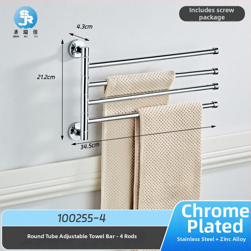 Držiak na uteráky z nehrdzavejúcej ocele a zliatiny zinku, chrómovaný povrch, nosnosť 10 kg, dvojvrstvový, 180° otáčavý