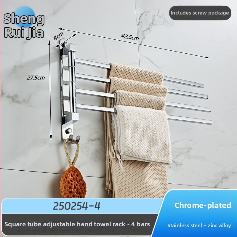 Držiak na uteráky z nehrdzavejúcej ocele a zliatiny zinku, chrómovaný povrch, nosnosť 10 kg, dvojvrstvový, 180° otáčavý