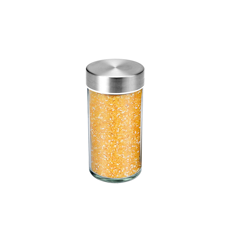 Sklenený set fľaštičiek na korenie s viečkami z bambusu, hliníka alebo akácie