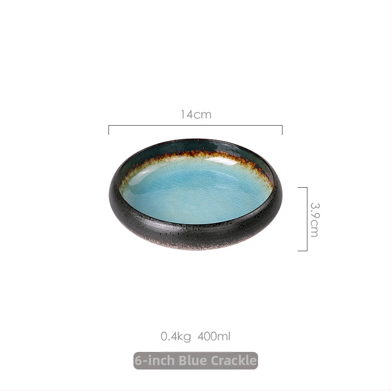 Porcelánový tanier na večeru, japonský štýl s glazúrou s praskaním ľadu, guľatý, vhodný do mikrovlnky