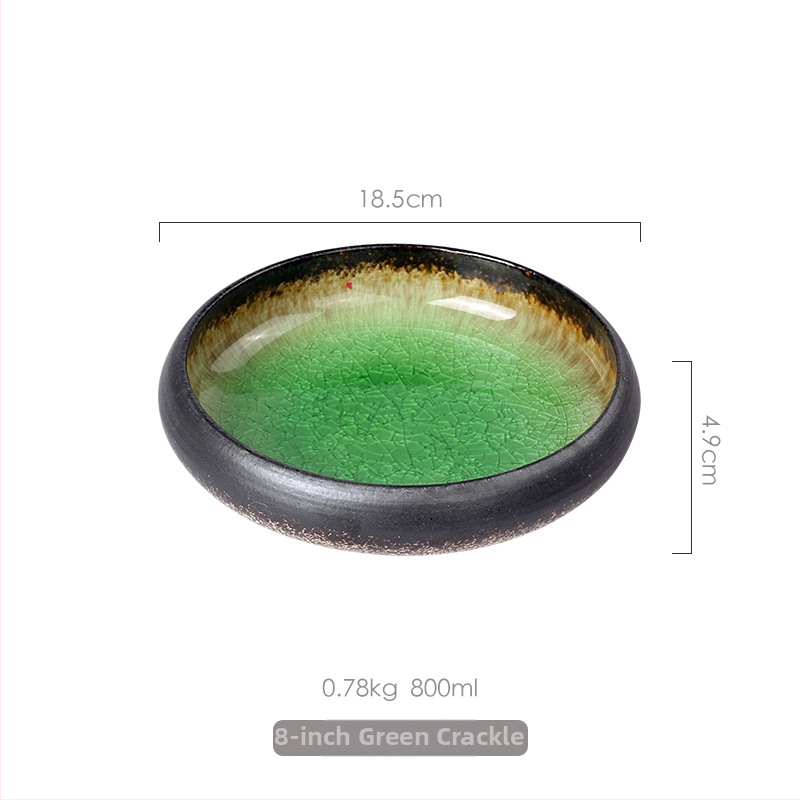 Porcelánový tanier na večeru, japonský štýl s glazúrou s praskaním ľadu, guľatý, vhodný do mikrovlnky