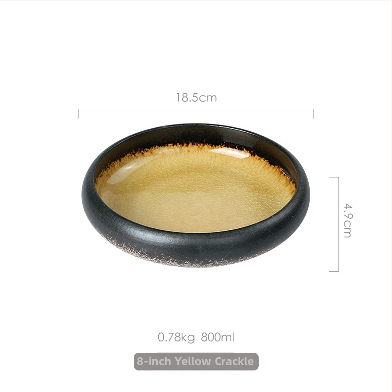 Porcelánový tanier na večeru, japonský štýl s glazúrou s praskaním ľadu, guľatý, vhodný do mikrovlnky