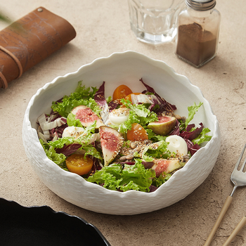 Porcelánová matná misa s nepravidelným krajom s čipkou – misa na ovocie a šalát, Tableware Z, čínske štýl