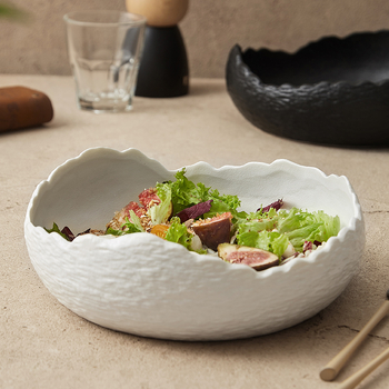 Porcelánová matná misa s nepravidelným krajom s čipkou – misa na ovocie a šalát, Tableware Z, čínske štýl