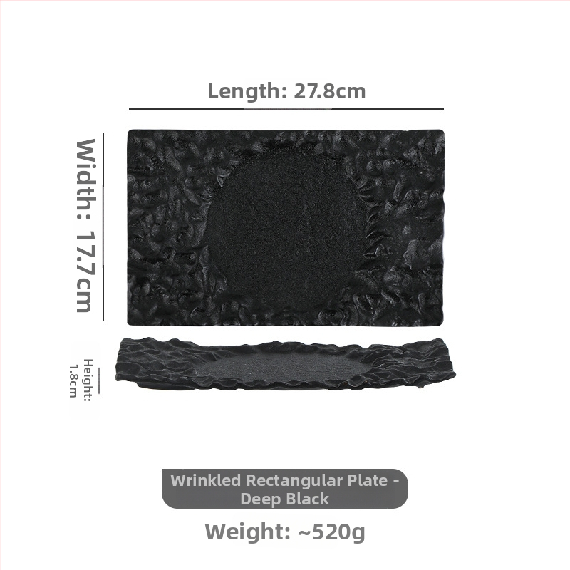 Keramický obdĺžnikový plochý tanier, povrch postriekaný farbou zo spreja, moderný minimalistický štýl, nie je vhodný do mikrovlnky