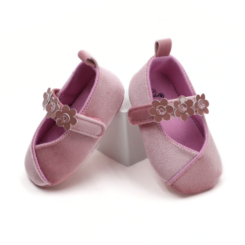 Princezná detská obuv pre dievčatá, prvé kroky, PU horný diel, EVA vložka, látková podrážka, zapínanie na suchý zips, 6–12 mesiacov