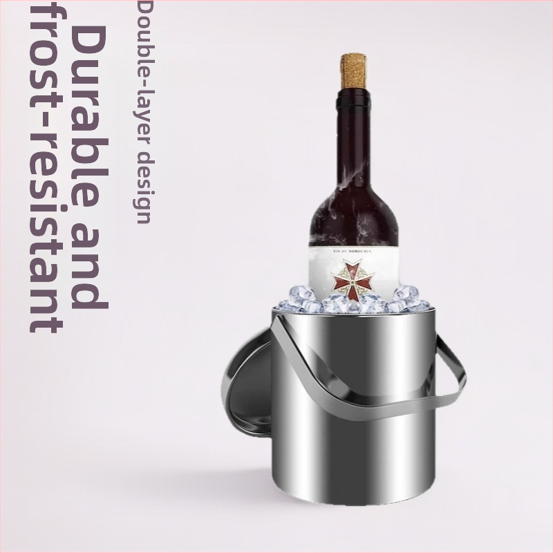 Vedro na ľad z nehrdzavejúcej ocele 304 s dvojitou izoláciou, prenosné pre bary a karaoke