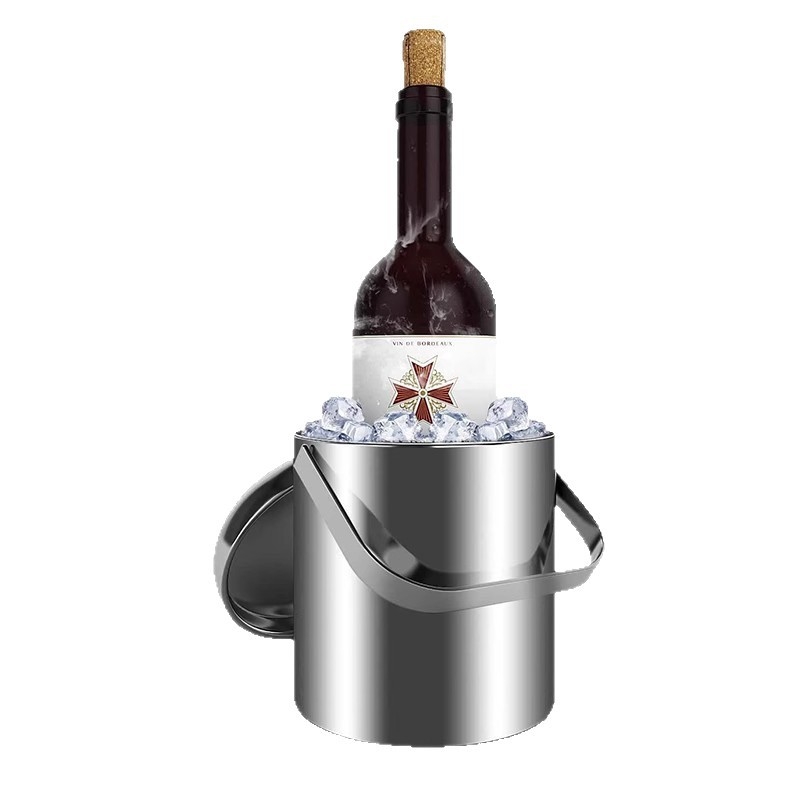 Vedro na ľad z nehrdzavejúcej ocele 304 s dvojitou izoláciou, prenosné pre bary a karaoke