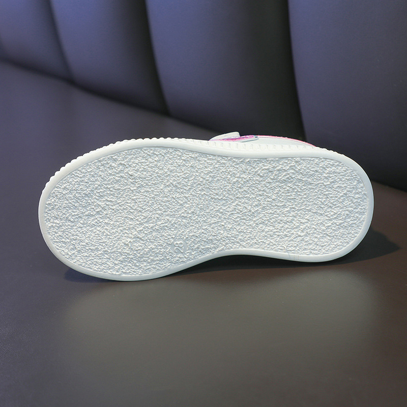 Детски бели спортни обувки за момичета, с велкро закопчаване, горна част синтетична кожа, гумена подметка, нисък профил