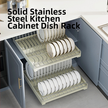 Nerezový regál na riady s ťahacím košíkom – kuchynský stojan na odkvapkávanie, moderný a viacúčelový