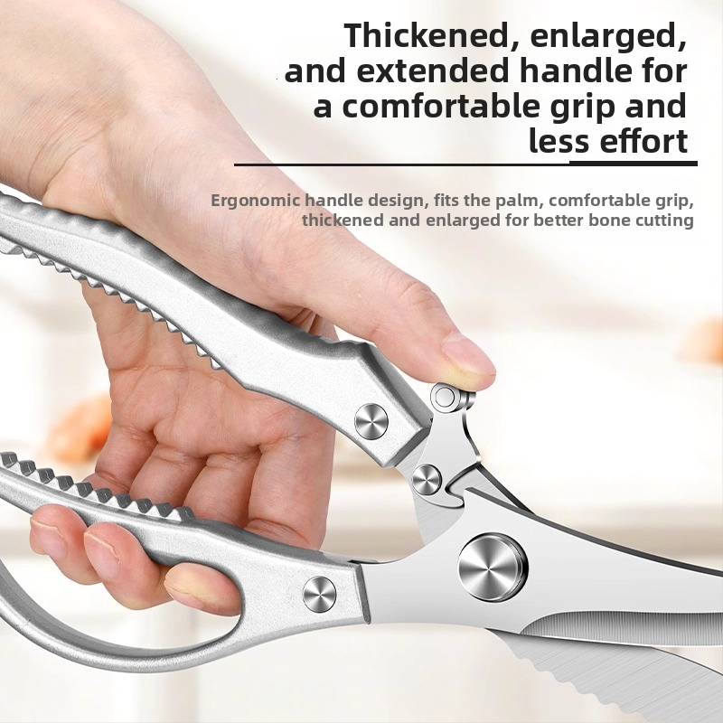 4MM sunkios virtuvės žirklės paukščių kaulams – nerūdijančio plieno, daugiafunkcinės kaulų pjovimo žirklės, tinka vištienai, ančioms, žąsims ir žuvims