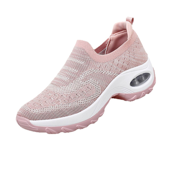 Női Fly-Knit cipő légpárnával, alacsony felső rész, kerek orr, gumírozott talp, klínos sarok 3–5 cm
