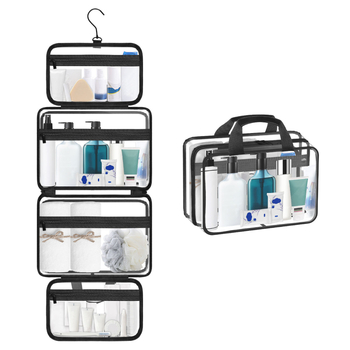 Priehľadná PVC kozmetická taštička, vodeodolná, zavesiteľný dizajn, na cestovanie a kúpeľ, 455 g