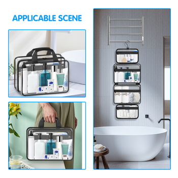 Priehľadná PVC kozmetická taštička, vodeodolná, zavesiteľný dizajn, na cestovanie a kúpeľ, 455 g