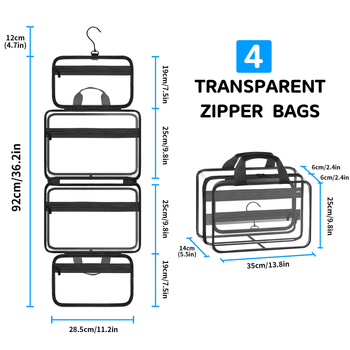 Priehľadná PVC kozmetická taštička, vodeodolná, zavesiteľný dizajn, na cestovanie a kúpeľ, 455 g