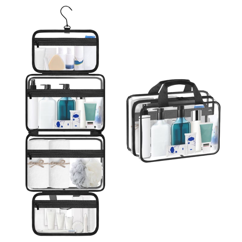 Priehľadná PVC kozmetická taštička, vodeodolná, zavesiteľný dizajn, na cestovanie a kúpeľ, 455 g