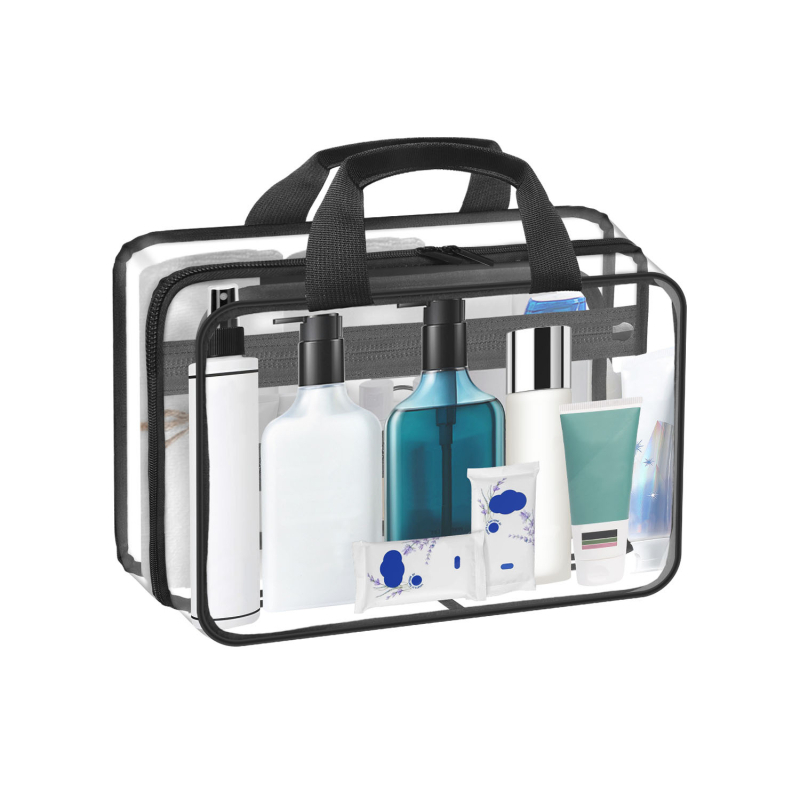 Priehľadná PVC kozmetická taštička, vodeodolná, zavesiteľný dizajn, na cestovanie a kúpeľ, 455 g