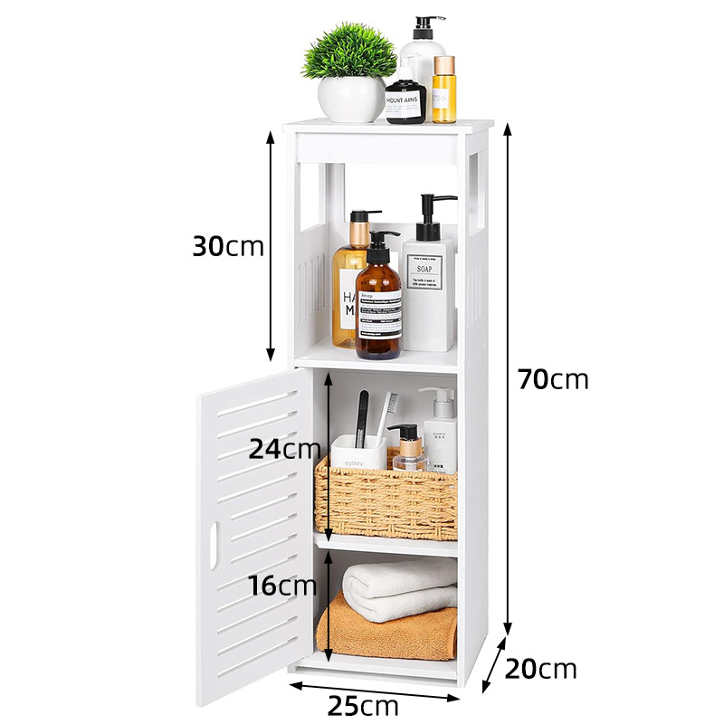 Ormar za kupaonicu na podu, četiri police, ploča od drvno-plastike, otporna na vlagu i prašinu, jednostavan moderni stil, Ou Shumei