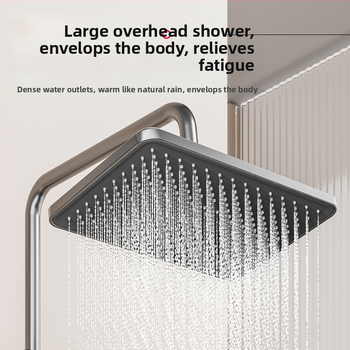 Meďový sprchový set, nástenná montáž, horná sprchová hlavica, regulácia teploty, LED osvetlenie s digitálnym displejom