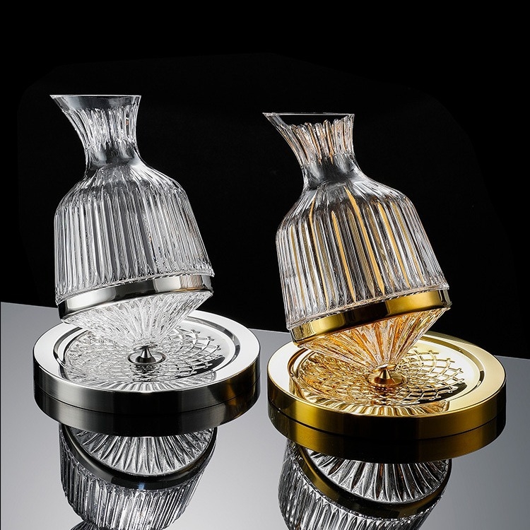 Gyro otáčajúci dekantér – sklo, kapacita nad 1000 ml, ľahký luxusný retro štýl