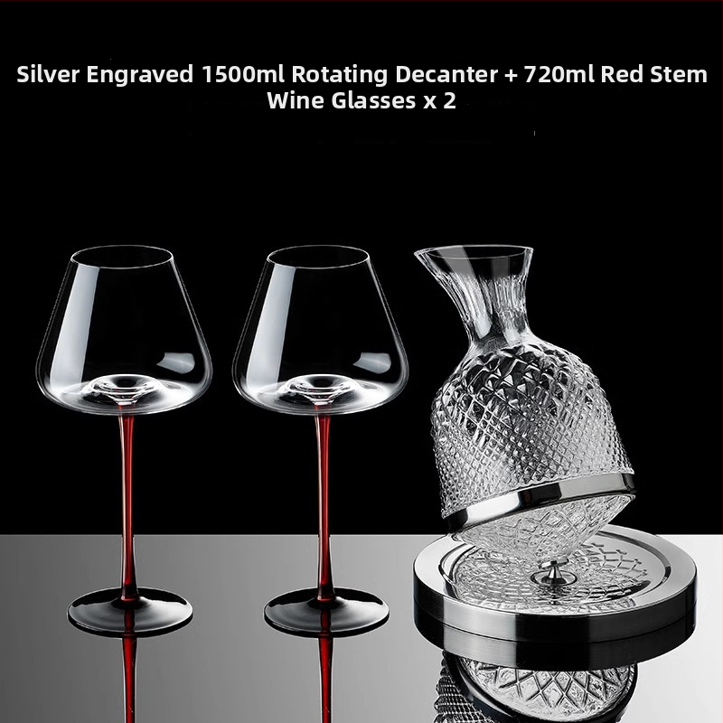 Gyro otáčajúci dekantér – sklo, kapacita nad 1000 ml, ľahký luxusný retro štýl