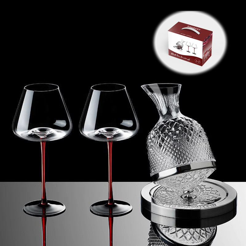 Gyro otáčajúci dekantér – sklo, kapacita nad 1000 ml, ľahký luxusný retro štýl