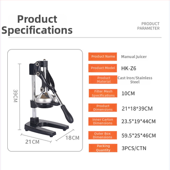 Ručný odšťavovač na ovocie a zeleninu – Hongke, domáce použitie, bez elektriny, moderný minimalistický dizajn