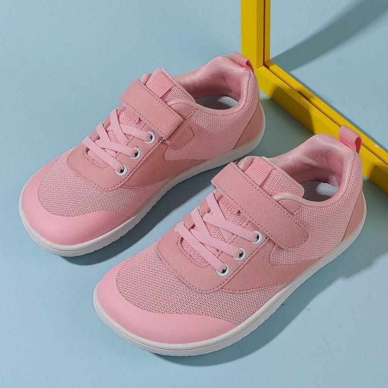 Παιδικά αθλητικά παπούτσια με ευρύ μπροστινό μέρος, δίχτυ, ελαφριά και διαπνέουσα, Velcro κούμπωμα, αντιολισθητική μαλακή σόλα από φυσικό καουτσούκ, χαμηλό ύψος