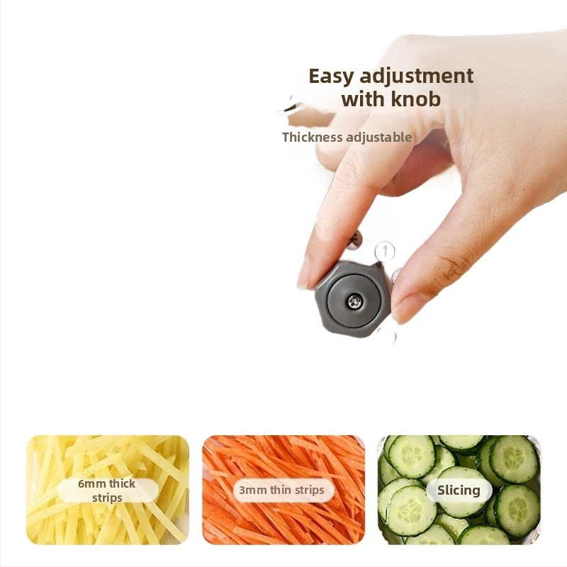 Daugiafunkcinis daržovių pjaustytuvas namų naudojimui, automatinė funkcija, reguliuojamas bulvių storis, citrinos griežtuvas ir vaisių pjaustiklis; plastmasinis virtuvės įrankis