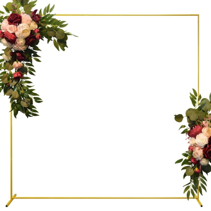 Kovová svadobná obluka na balóny – štvorcová obluka na pozadie, moderný štýl (Materiál: kov; Štýl: moderný; Kategória: visace ozdoby; Kategória produktu: rekvizity na usporiadanie miesta)