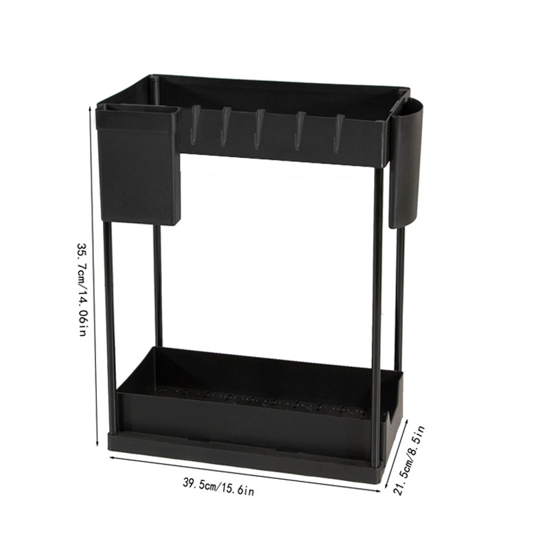 Polica pod drezom, dvojúrovňová, tvaru H, rozšíriteľná, plastový organizér