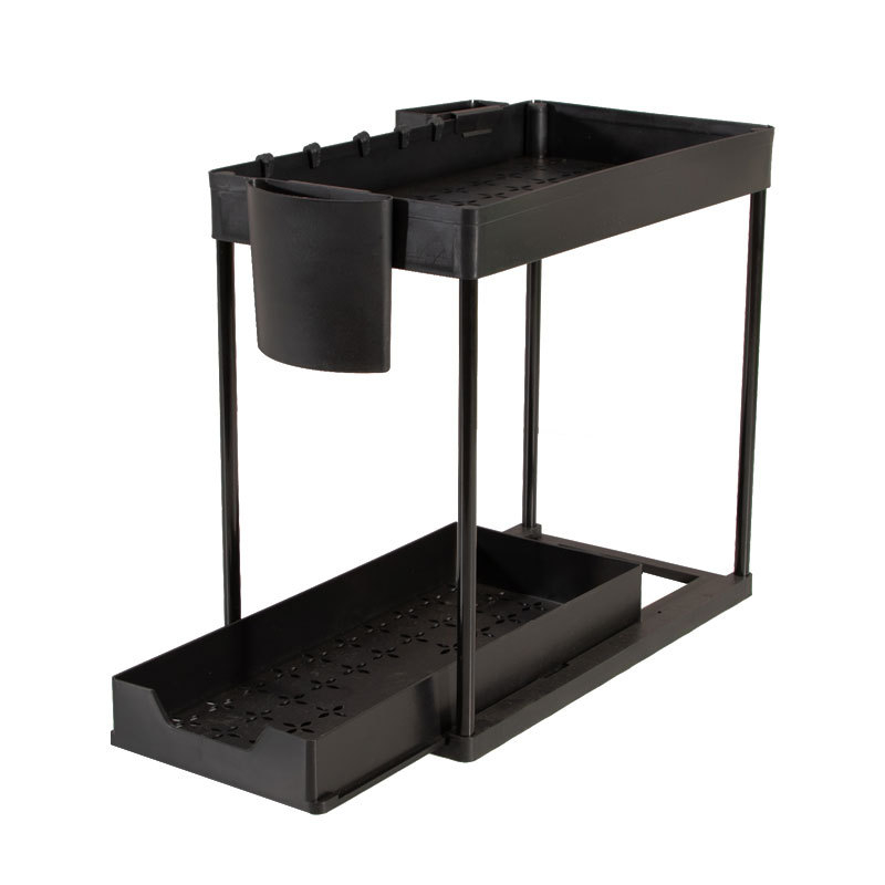 Polica pod drezom, dvojúrovňová, tvaru H, rozšíriteľná, plastový organizér