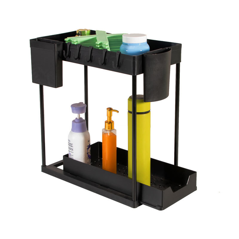 Polica pod drezom, dvojúrovňová, tvaru H, rozšíriteľná, plastový organizér